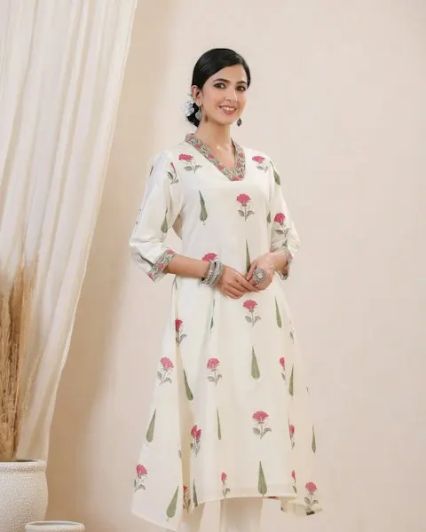 Floral White Muslin Kurti - Your New Favourite