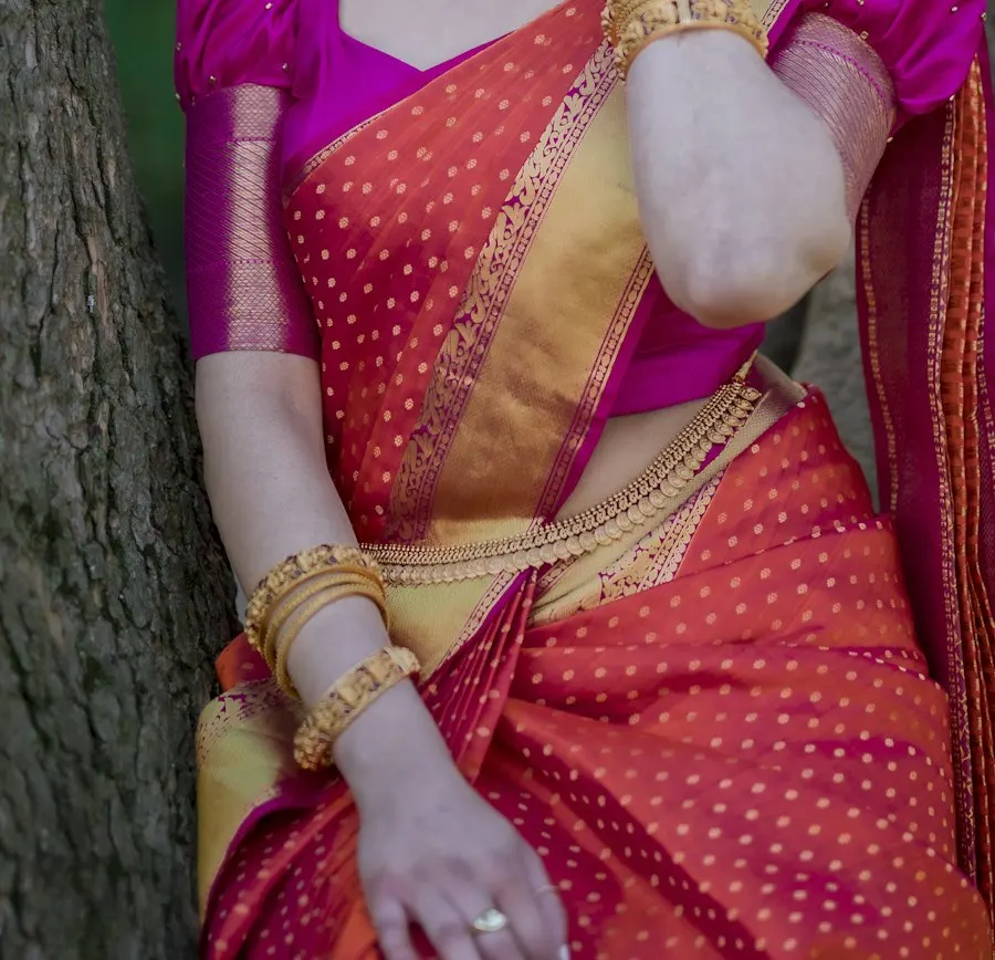 Signature Orange Gold Saree - Soft, Flattering & Easy