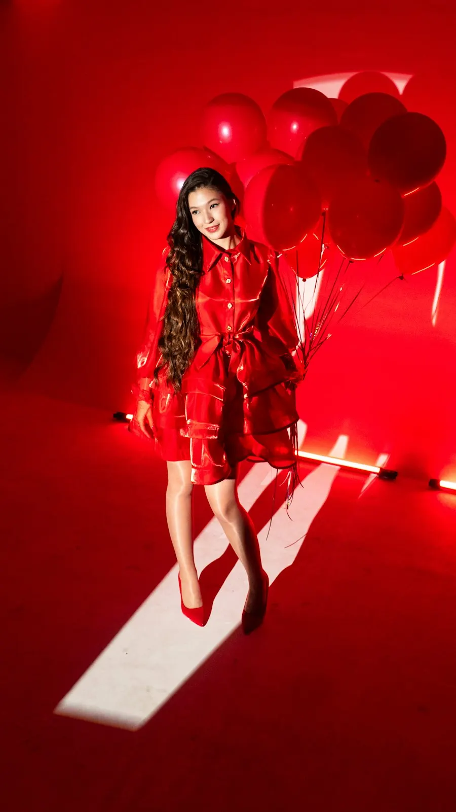 Graceful Red Crepe Dress - Insta-Ready Look