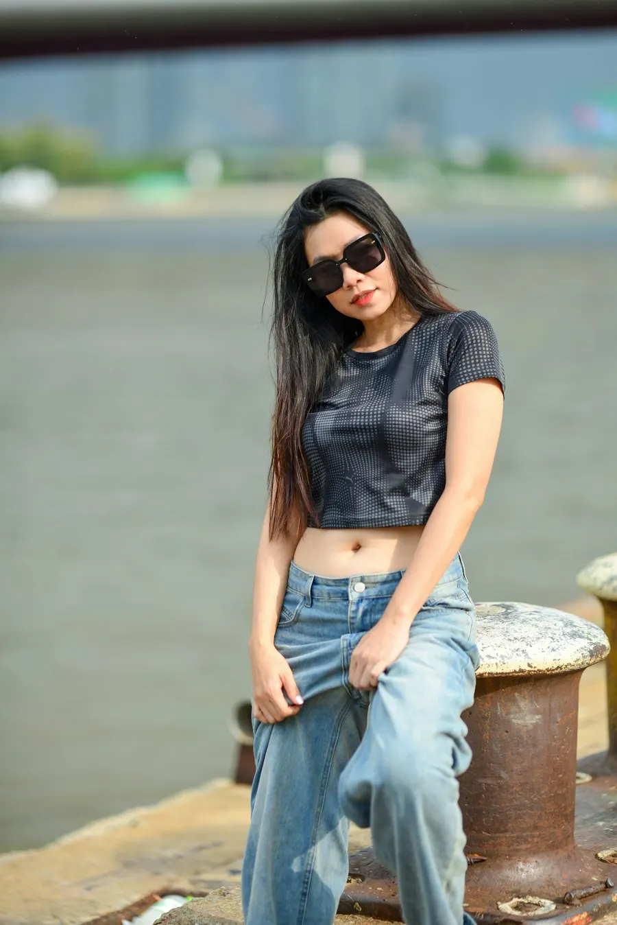 Wide-Leg Black Denim Crop Top - Soft, Flattering & Easy