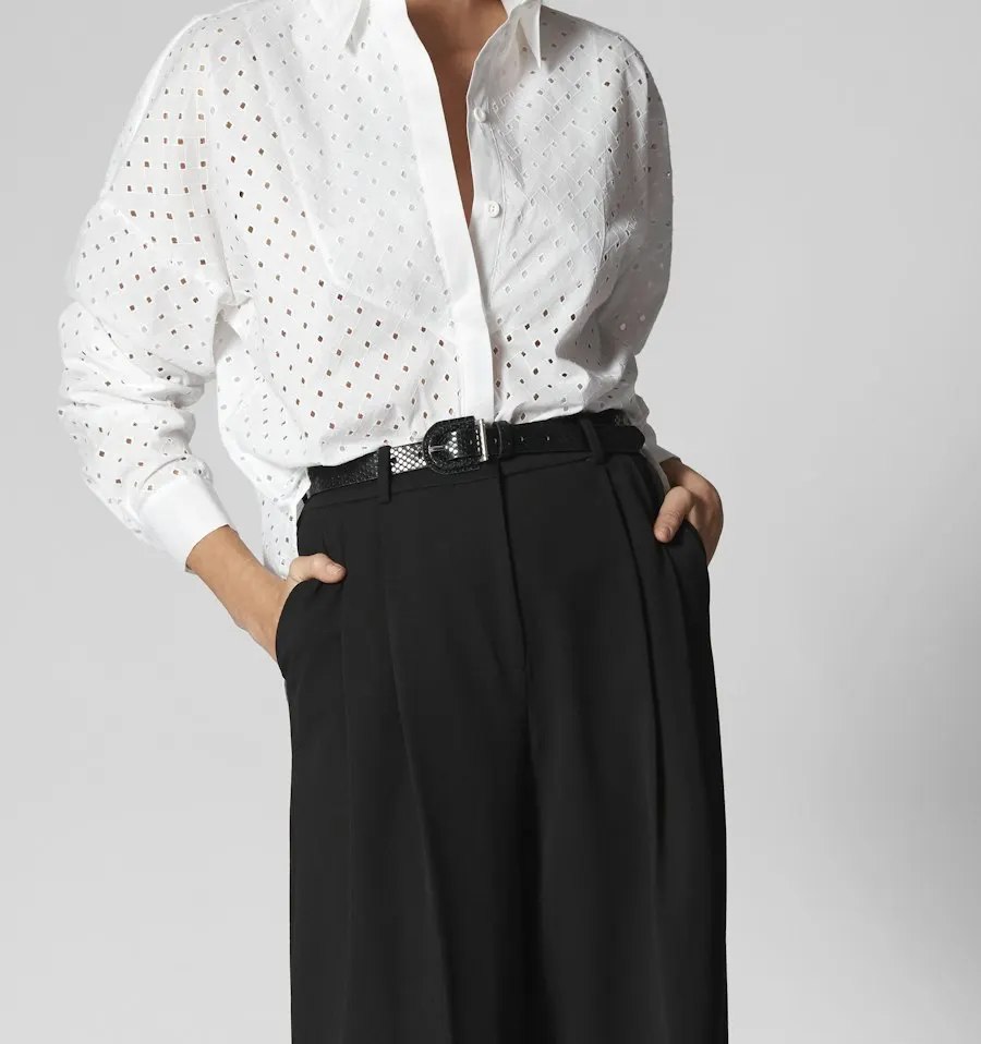 Wide-Leg White Poplin Shirt - Festive to Brunch Ready