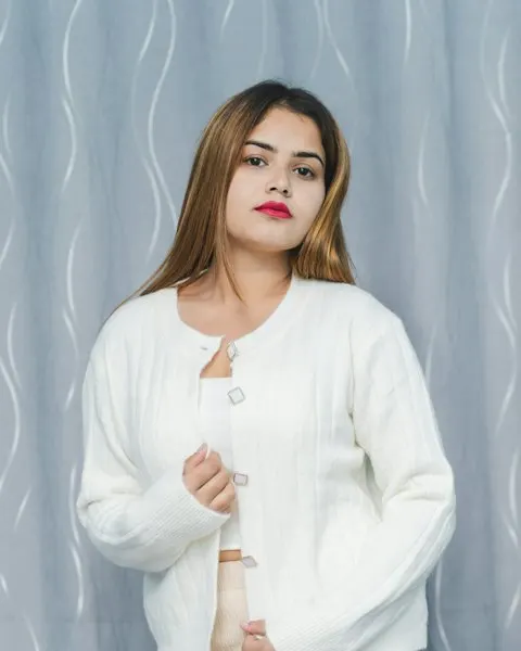 Graceful White Acrylic Knit Sweater - Insta-Ready Look