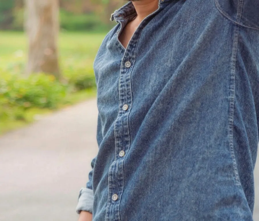 Premium Black Denim Shirt - Clean Modern Fit