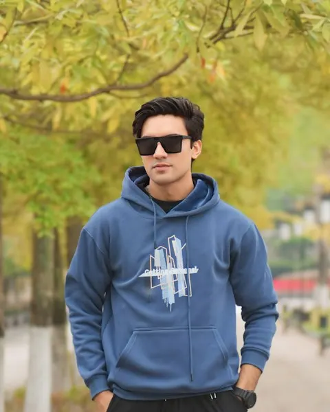 Signature Blue French Terry Hoodie - Sharp, Easy Everyday Style