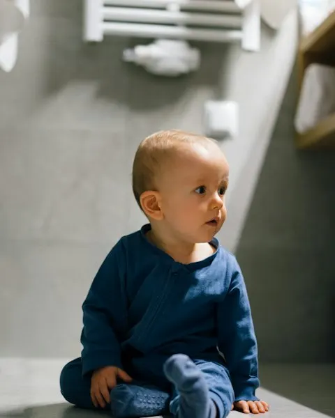 Cheerful Blue Denim Baby Romper - Easy Wear for Busy Kids