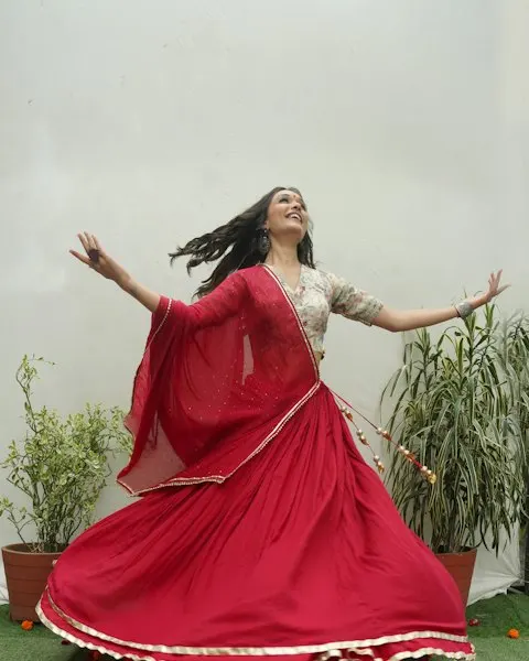 Regal Red Cotton Chaniya Choli - Garba-Night Ready