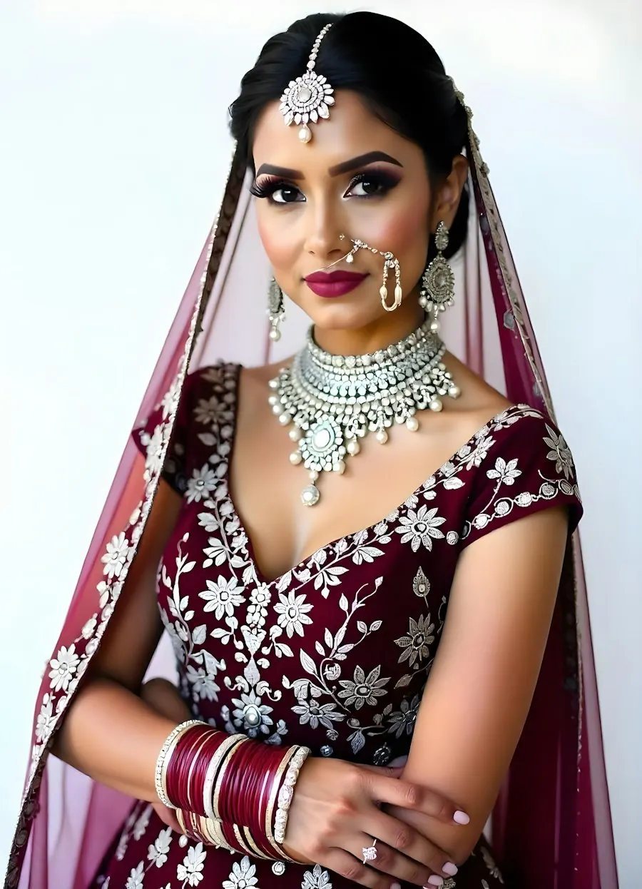 Bridal Maroon Velvet Lehenga Choli - Shine This Diwali
