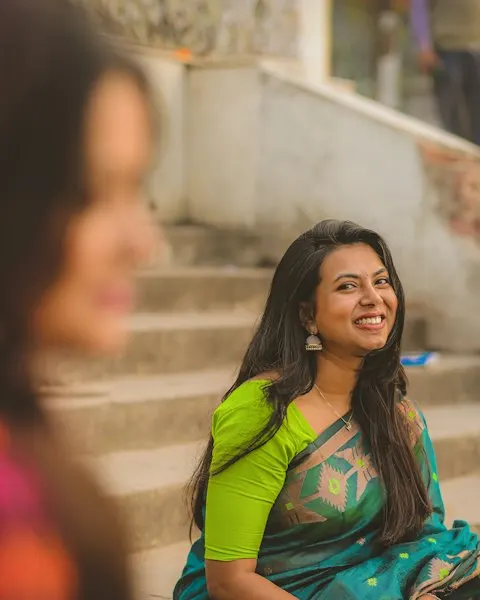 Festive Green Georgette Saree - Diwali Family Favourite