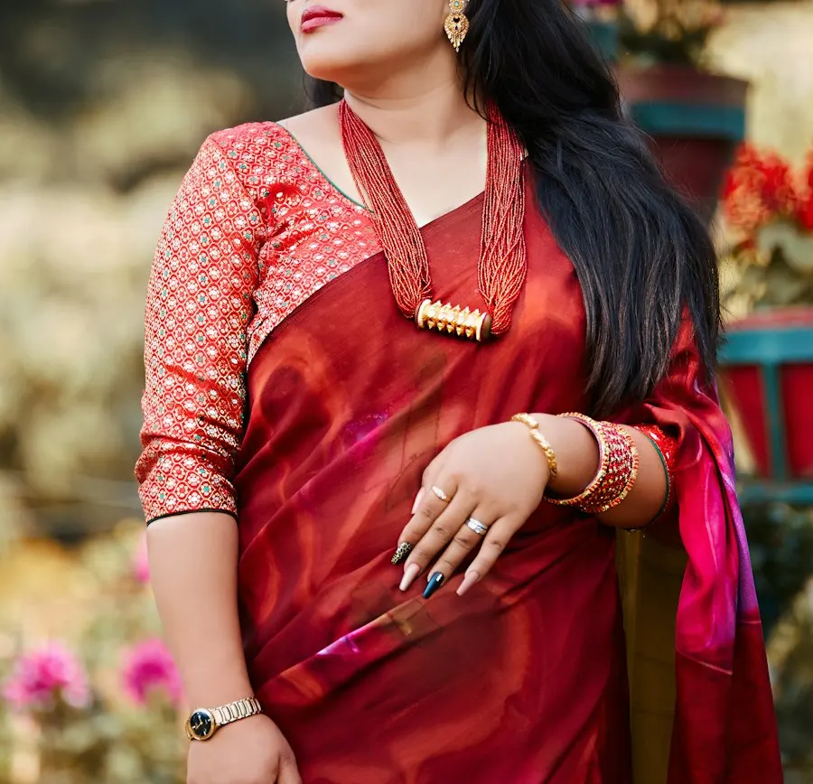 Radiant Red Georgette Saree - Pooja to Party Ready