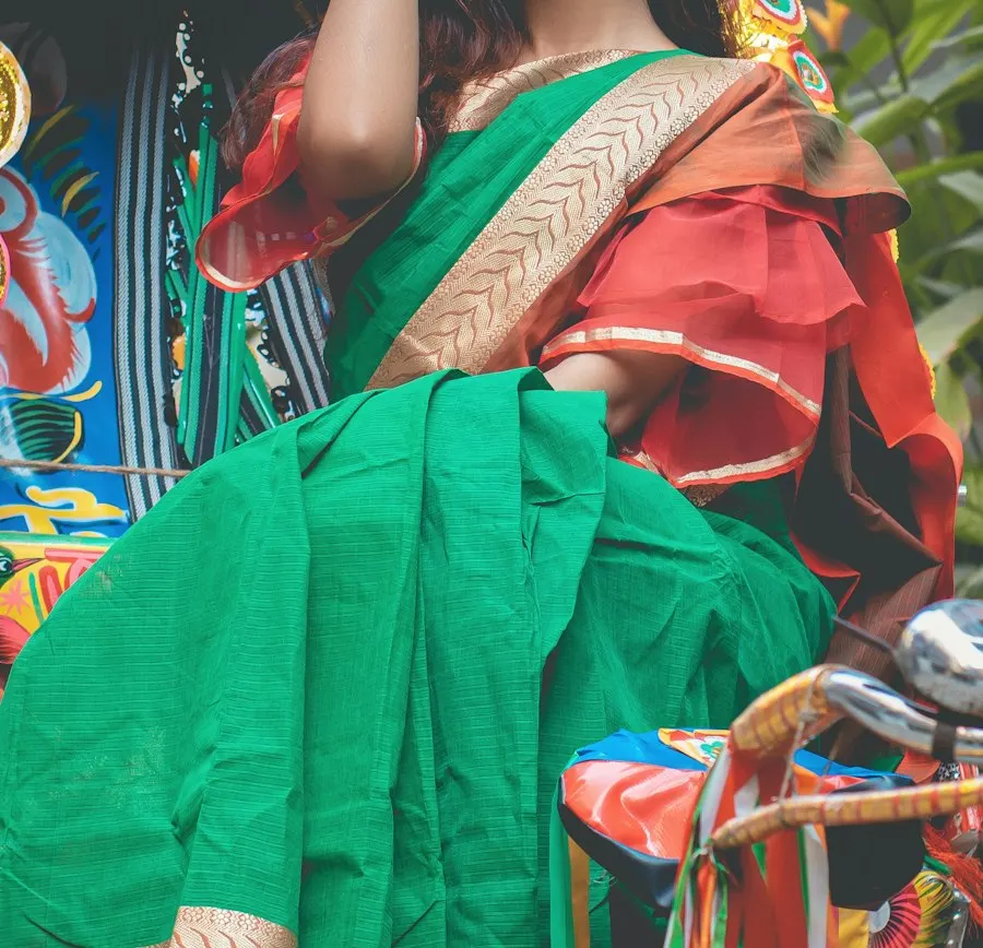 Regal Green Gold Saree - Shine This Diwali