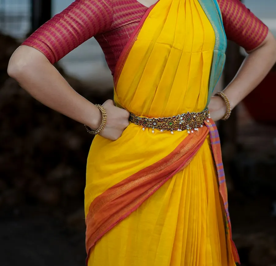 Royal Yellow Organza Saree - Rooted in Tradition
