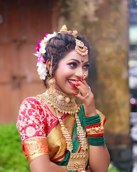 Festive Maharashtrian Nauvari Saree - Heritage Craft Look