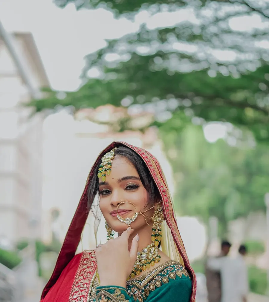 Regal Green Velvet Lehenga Set - Heritage Craft Look