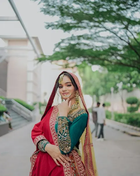 Regal Green Velvet Lehenga Set - Heritage Craft Look