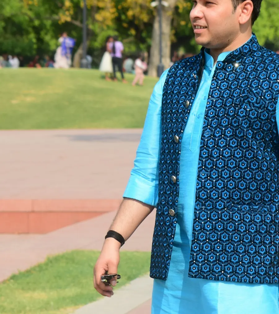 Festive Blue Chanderi Kurta Set - Rooted in Tradition