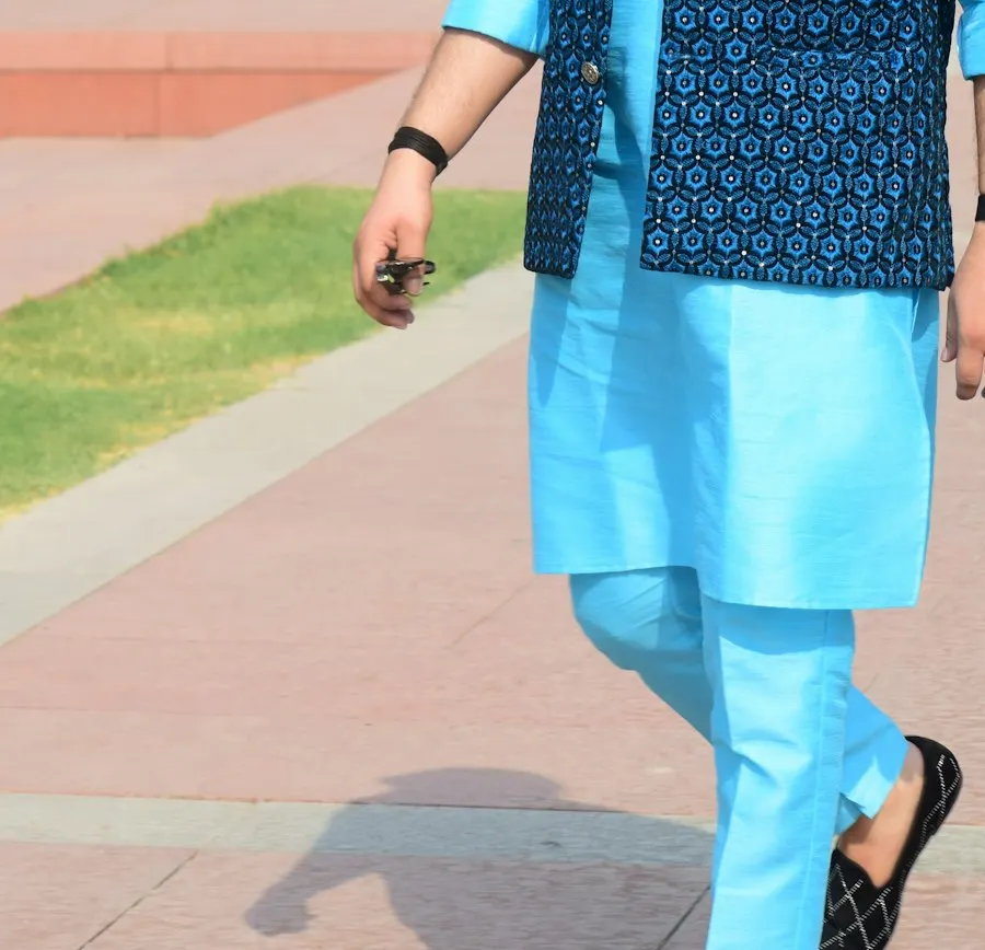 Festive Blue Chanderi Kurta Set - Rooted in Tradition