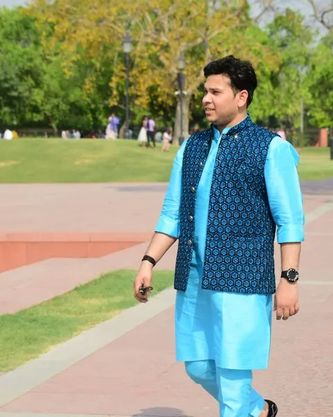 Festive Blue Chanderi Kurta Set - Rooted in Tradition