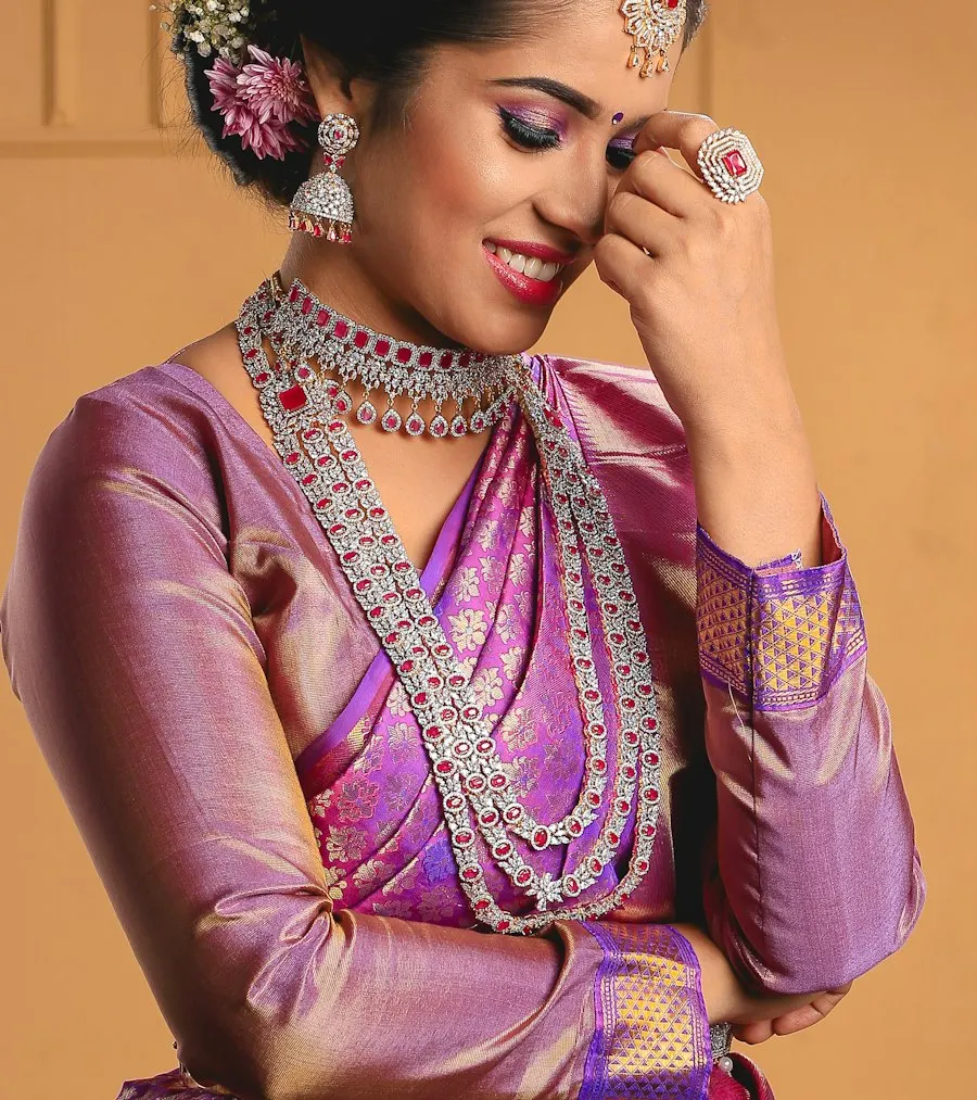 Heritage Purple Gold Saree - Pooja to Party Ready