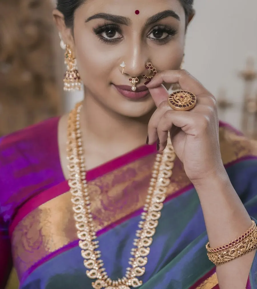 Radiant Purple Gold Saree - Diwali Family Favourite
