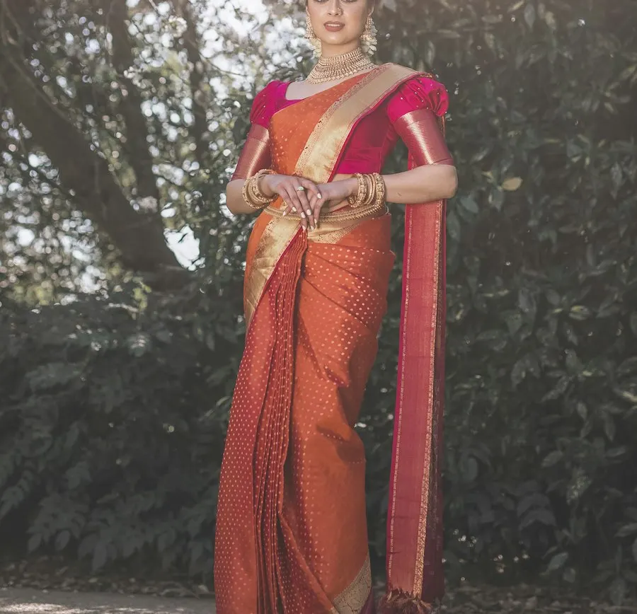 Regal Brown Silk Saree - Shine This Diwali