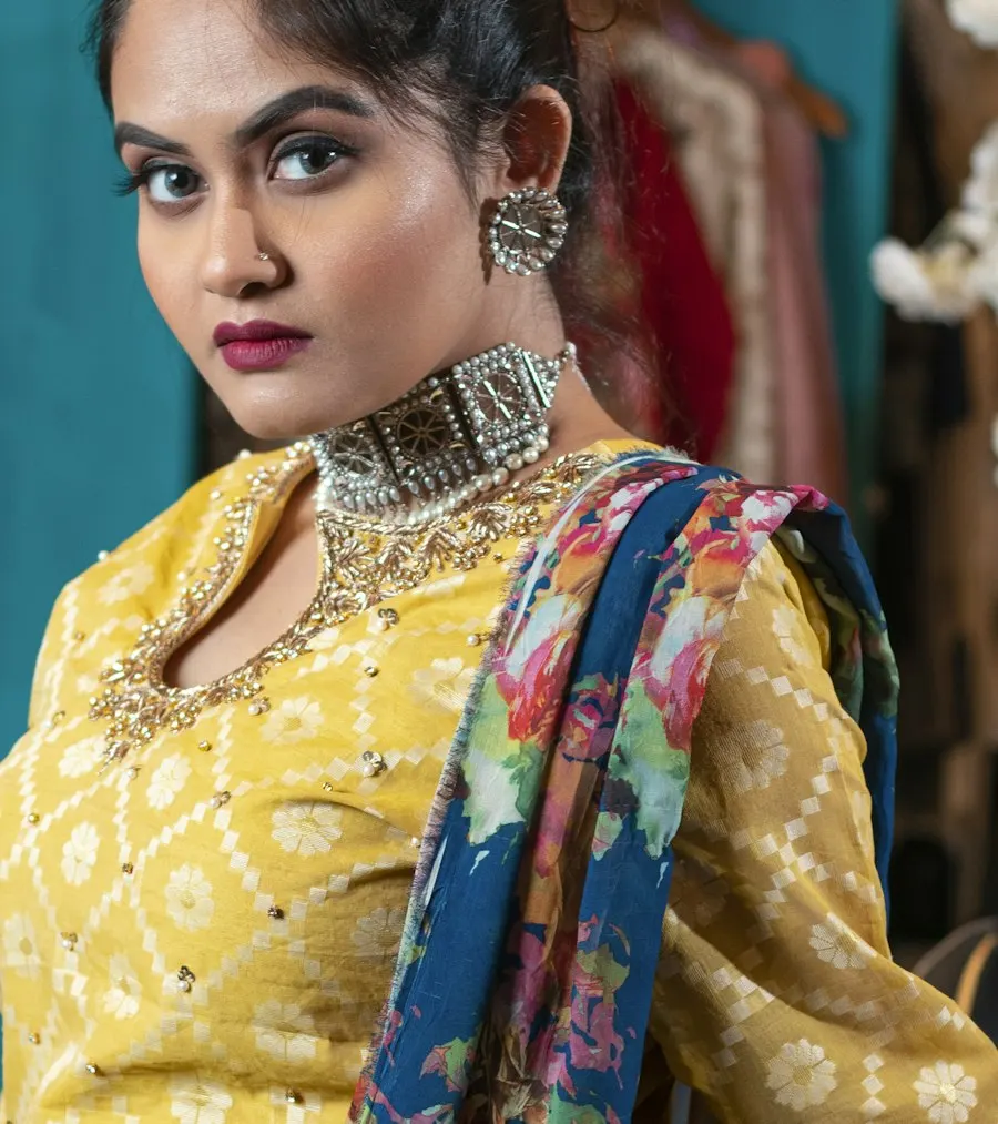 Heritage Yellow Banarasi Kurta Suit - Classic Indian Charm