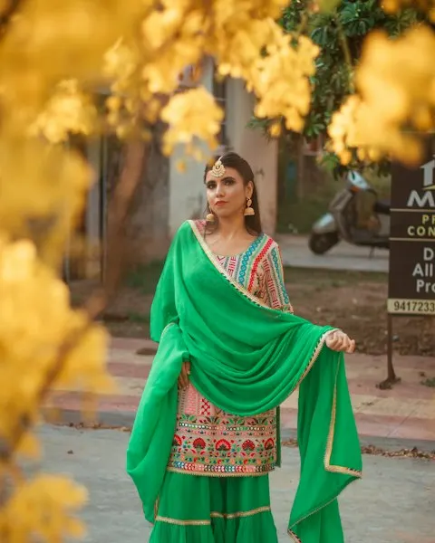 Festive Green Sharara Suit - Timeless Tradition