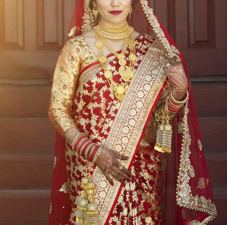 Handcrafted Brown Banarasi Silk Saree - Heritage Craft Look