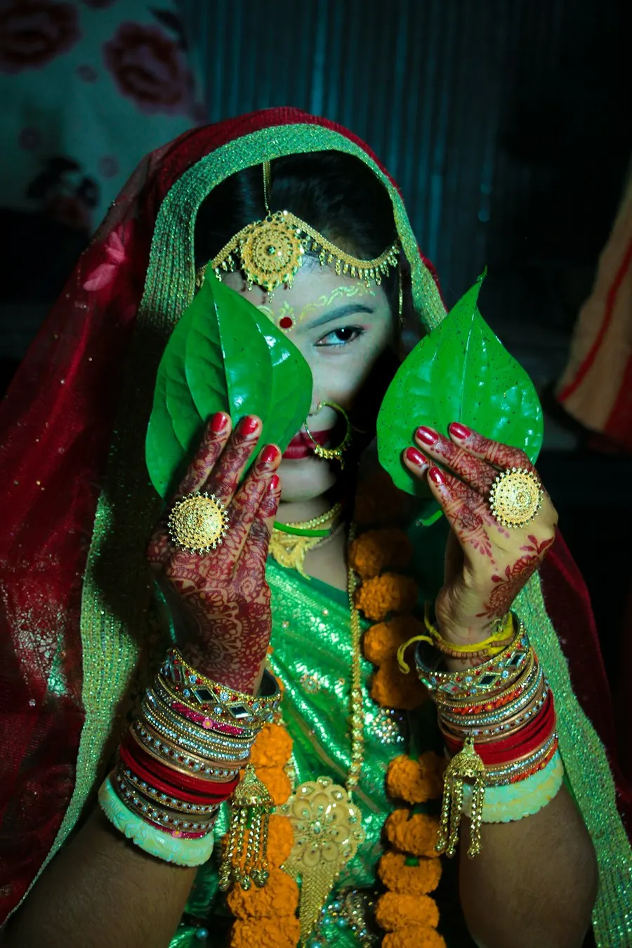 Bridal Green Lehenga Look - Dandiya Star Look