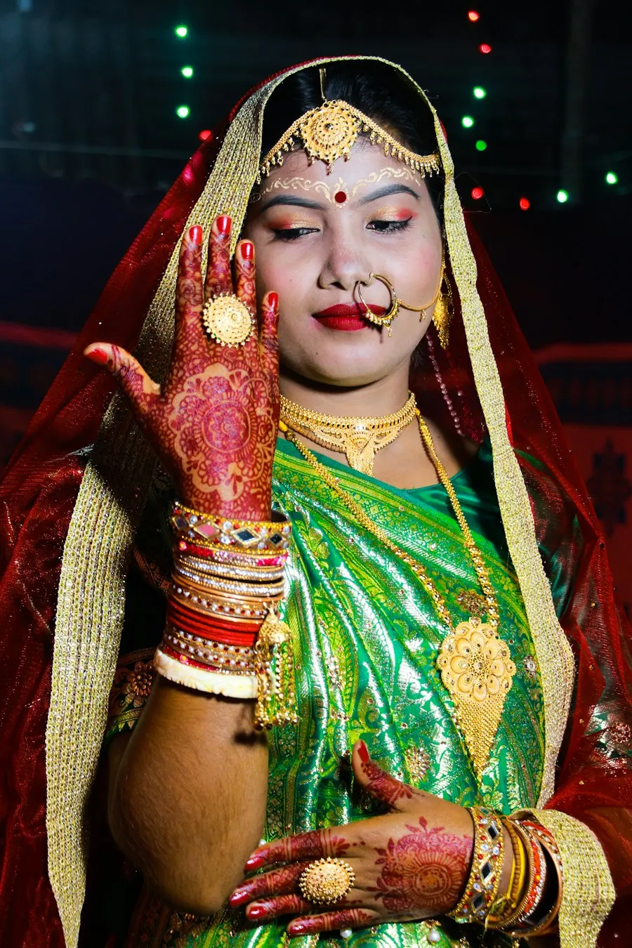 Bridal Green Lehenga Look - Dandiya Star Look
