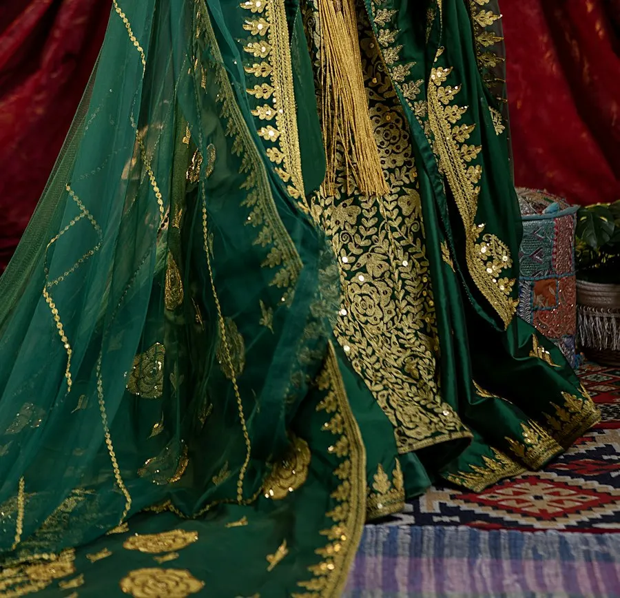 Trendy Green Gold Saree - Effortless All-Day Glam