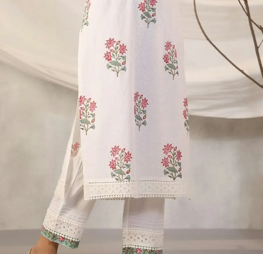 Floral White Silk Kurti - Made to Turn Heads