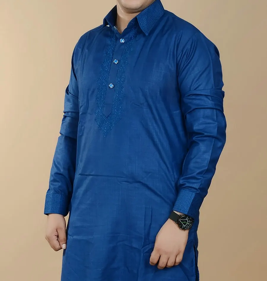 Smart Blue Silk Blend Kurta Set - Premium Feel, Easy Care