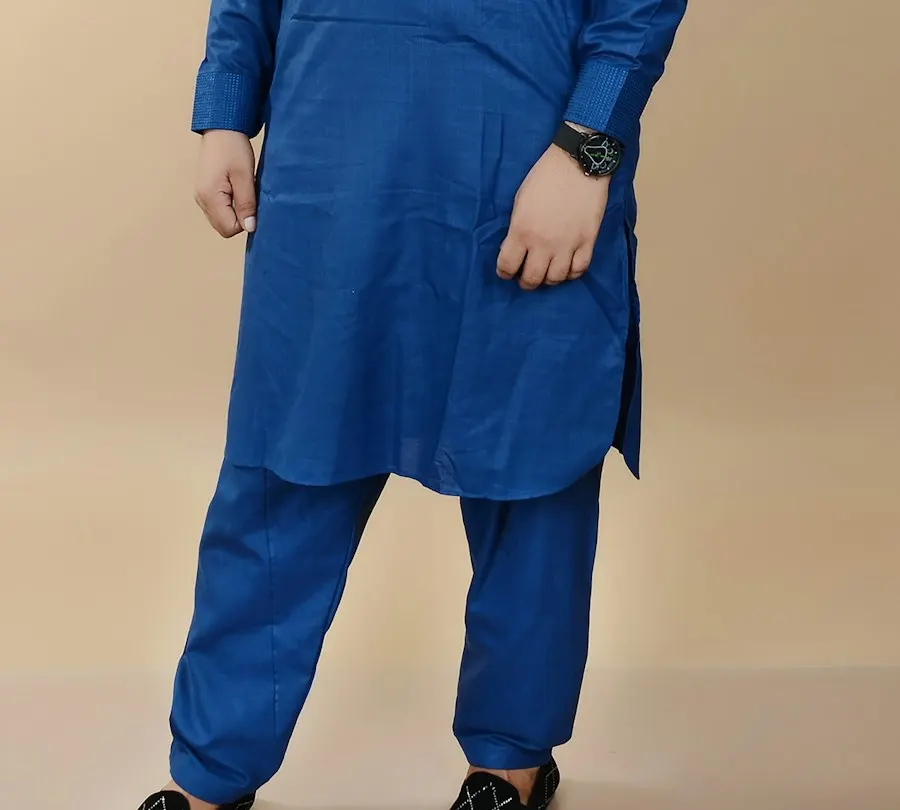 Smart Blue Silk Blend Kurta Set - Premium Feel, Easy Care
