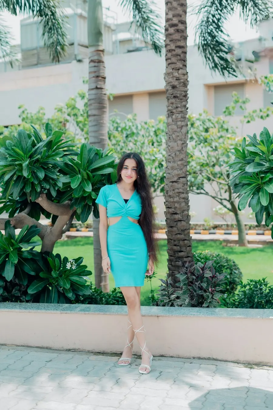Luxe Blue Linen Blend Dress - Insta-Ready Look